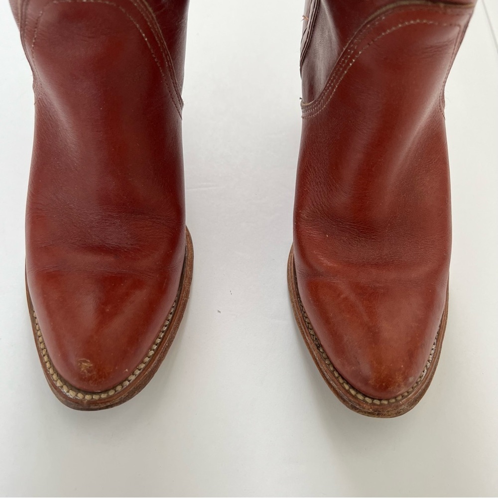Vintage Redwood Mahogany Red Leather Tall Heeled Boot Size 5.5 - Picture 7 of 13